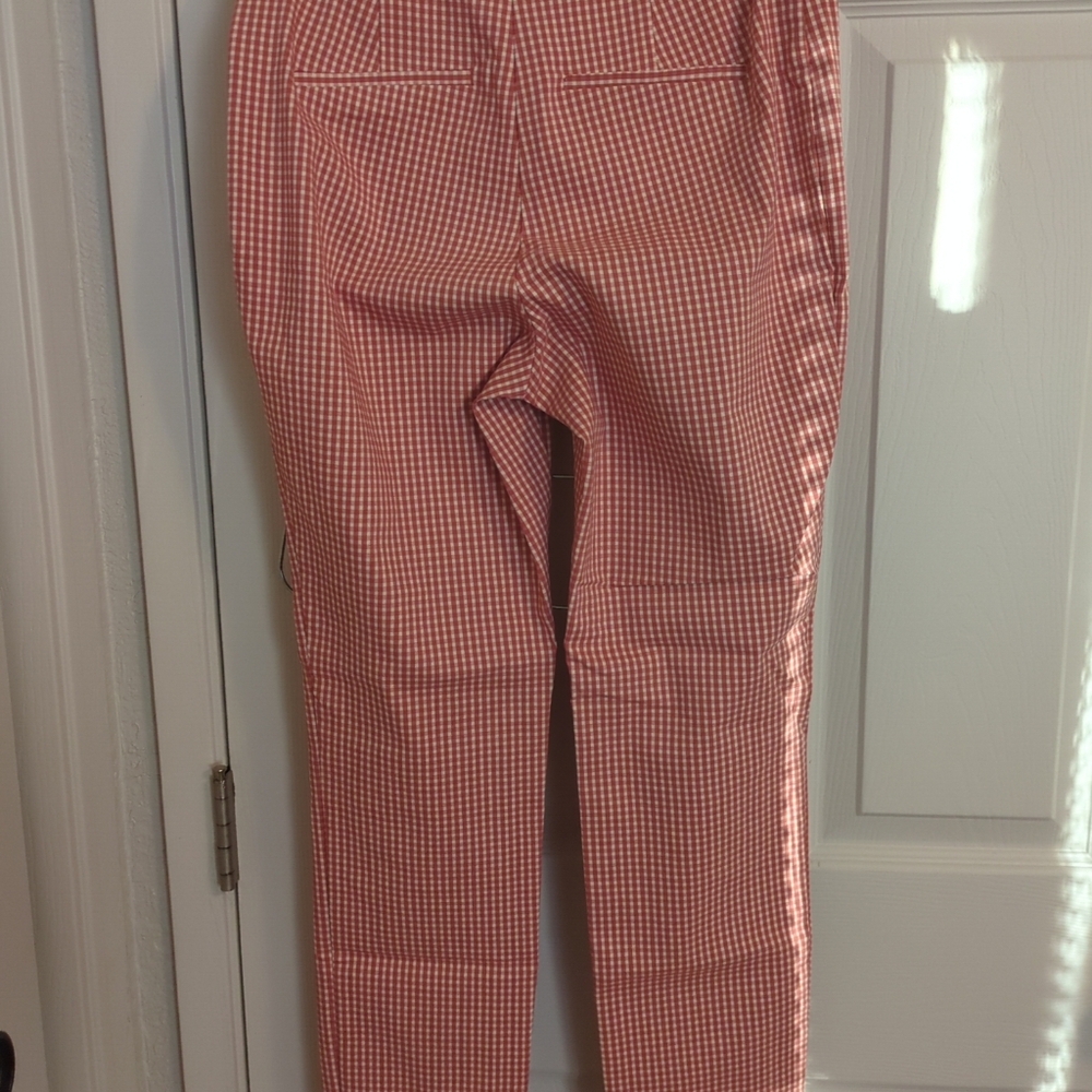 H&M Women's Red Gingham Straight Leg Pants
